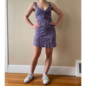 Red, white, & blue floral mini dress